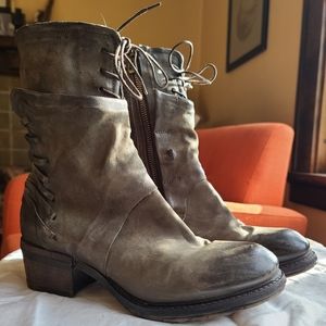 AS98 Leather Ankle Boots Olive Green 39 8/8.5